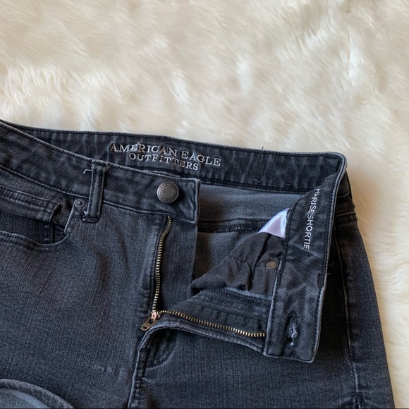 American Eagle Black Hi Rise Shortie Shorts Size 2 - Picture 6 of 10